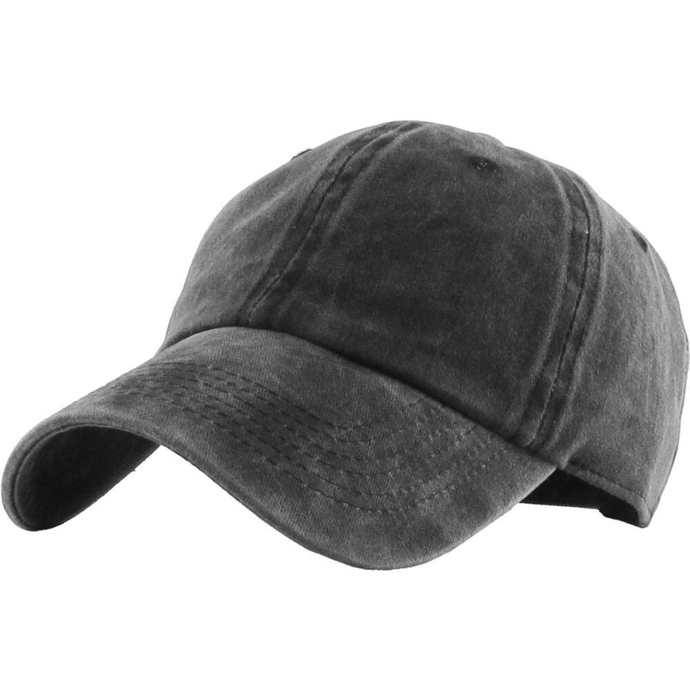 Unisex Black Vintage 100% Cotton  Adjustable Classic Baseball Plain Dad Hat